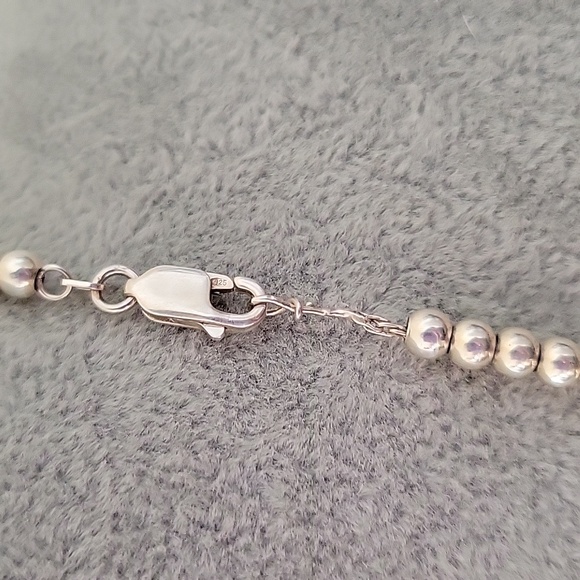 Timeless Vintage 4mm Sterling Silver 925 Italian Beaded Necklace - Picture 7 of 9